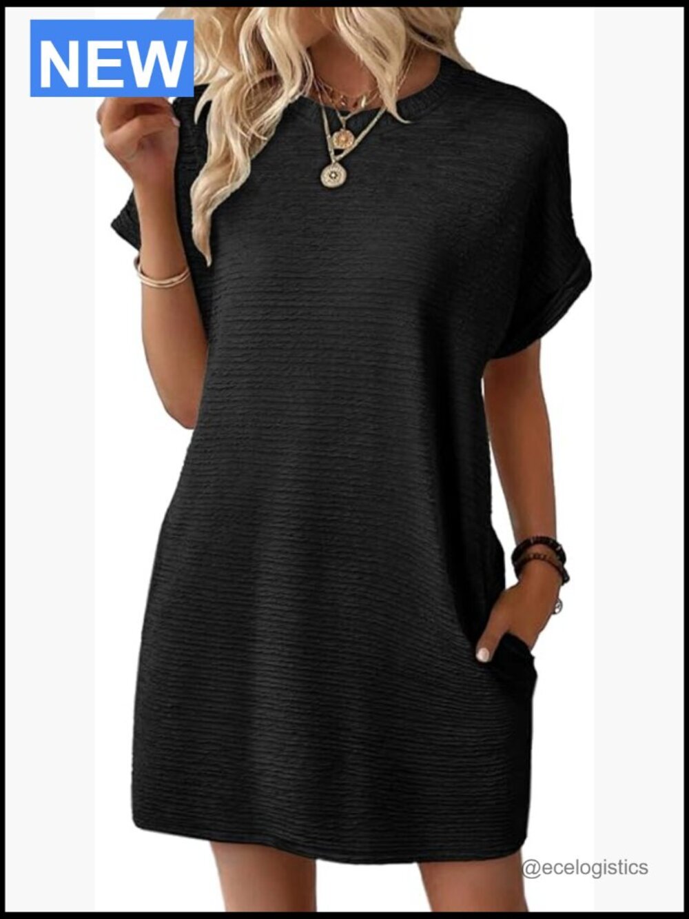 Short Sleeve Crewneck Mini Dress Spring Summer Casual Beach Vacation